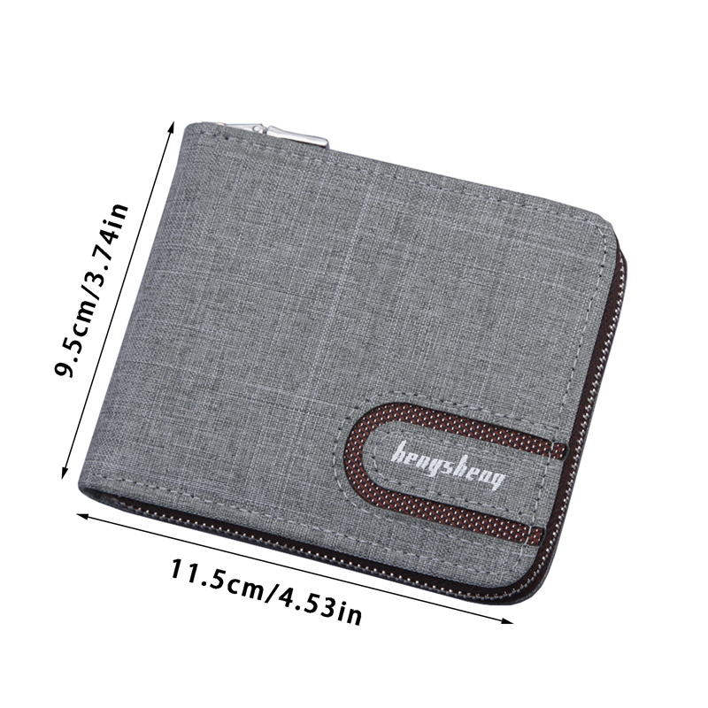 Fashionable Men's Multi-function Multi-Card Slot Short Wallet Zipper Wallet Canvas Small Wallet