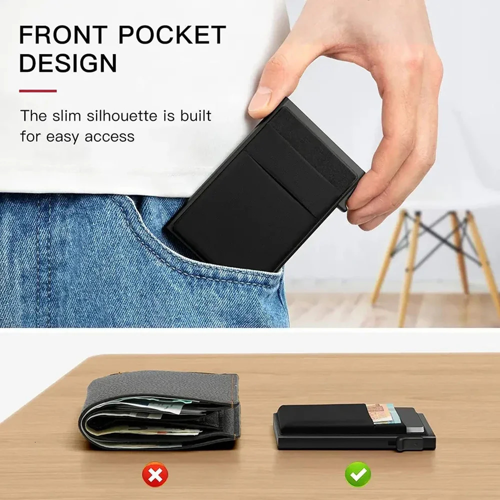 Rfid Credit Card Holder Men Thin Slim Mini Minimalist Wallets Metal Bank ID Cardholer Case Wallet for Carteras Choice 241029