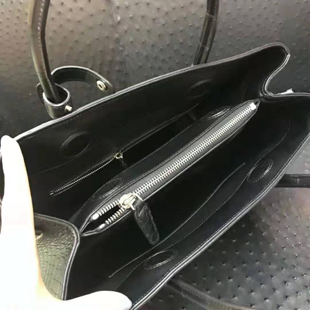 100% Real/Genuine crocodile Skin Women tote Handbag High end fine quality matt black color crocodile belly skin lady tote bag 30