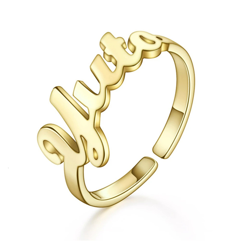YHUISO Personalized Customization Name Stainless Steel Ring Adjustable Finger Ring Mens and Womens Wedding Jewelry 241106