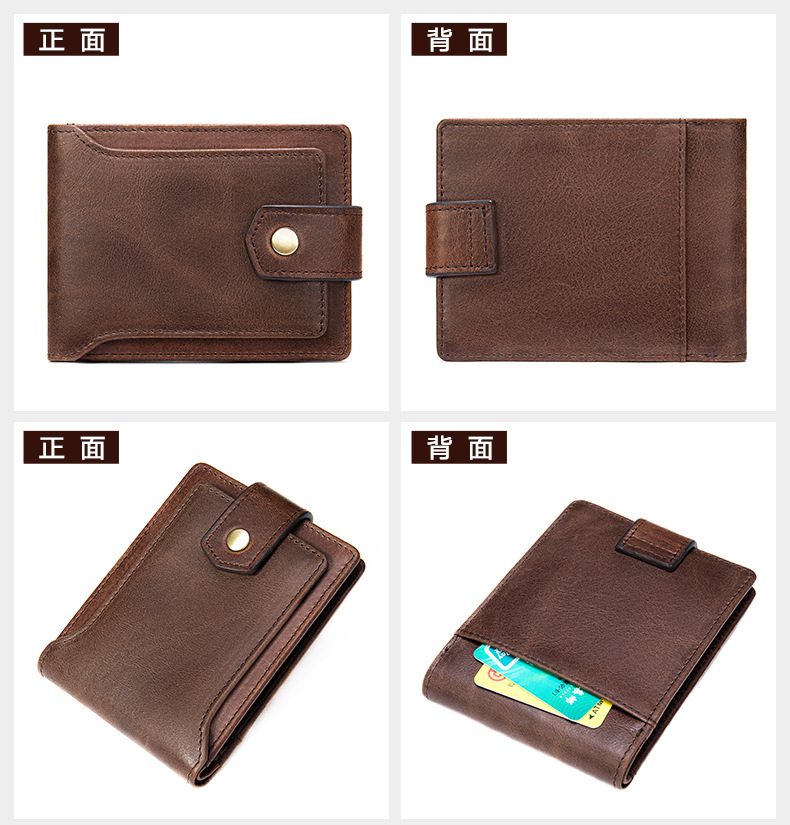 100% Genuine Leather Men Wallet Vintage Fashion Cowhide Card Holders Coin Pocket Bag Large Capacity Purse High Quality Gift