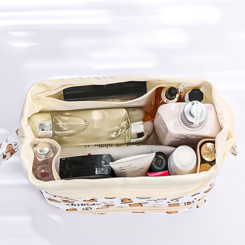 Cute Capybara Cosmetic Bag Large Capacity Double Layer Storage Bag Dry and Wet Separation Toiletry Bags Cute Puppy Pencil Bag