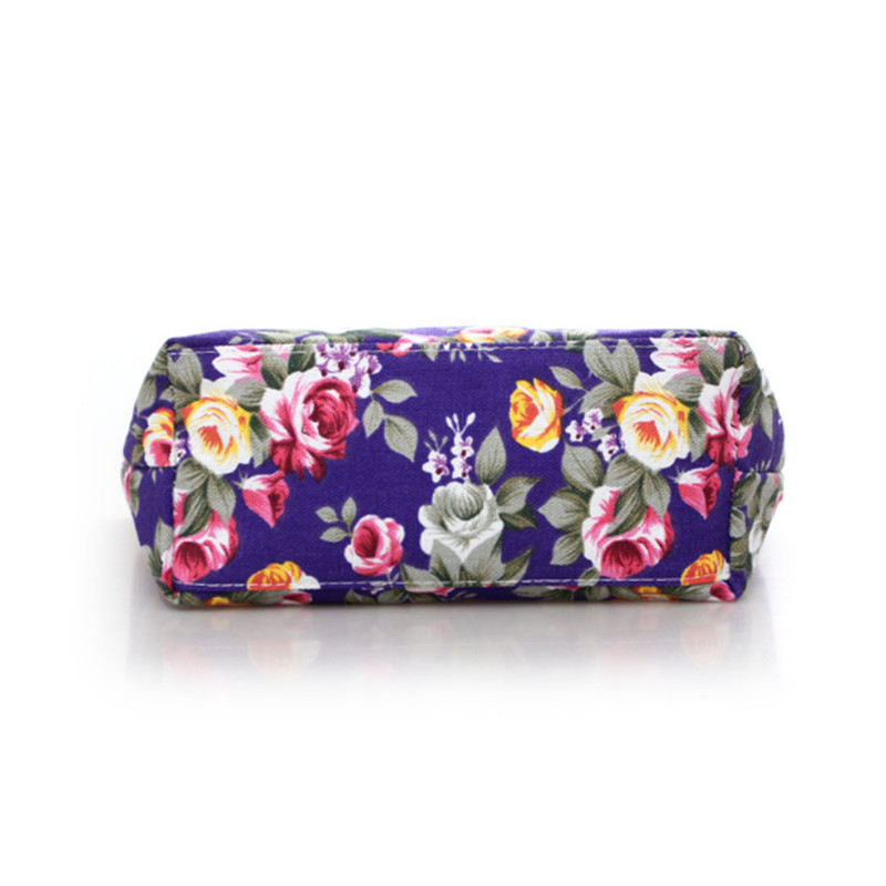 Mini Waterproof Women Handbag Canvas Portable Flower Print Shoulder Bags Female Travel Shopping Bags Mummy Tote Beach Bag