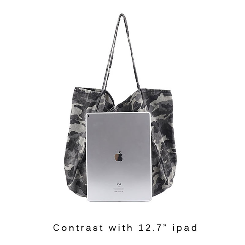 Wahyah Ladies Hand Bags for Woman Handbags Camouflage Oversize Clutch Purse Shoulder Bag Large Capacity Casual Jeans Bags ZY045
