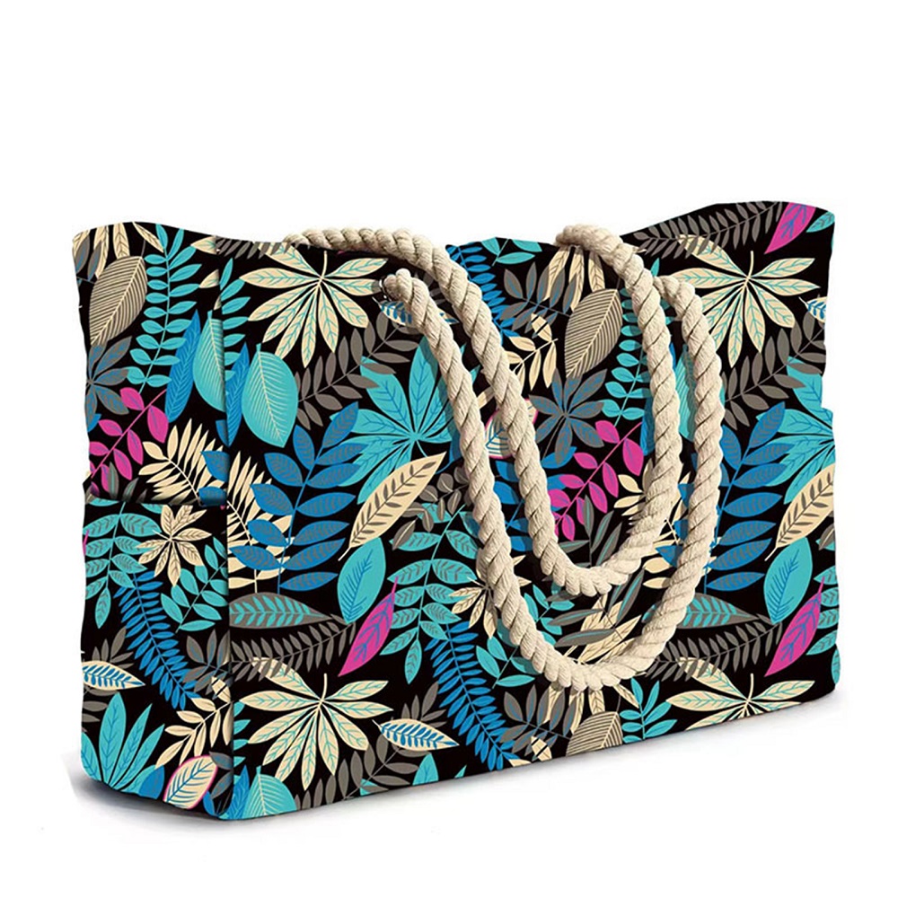 Women Beach Bags Large Waterproof Stripe Printed Tote Handbag Casual Shoulder Bags Sandproof Swim Pool Bag For Travel Shopping