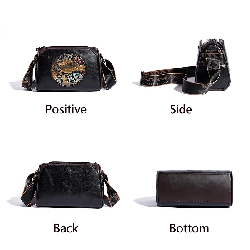 Womens Shoulder Bag Elephant Embroidery Womens Messenger Bag Wallet High Quality Leather Girl Bolsas Sac A Main 241106