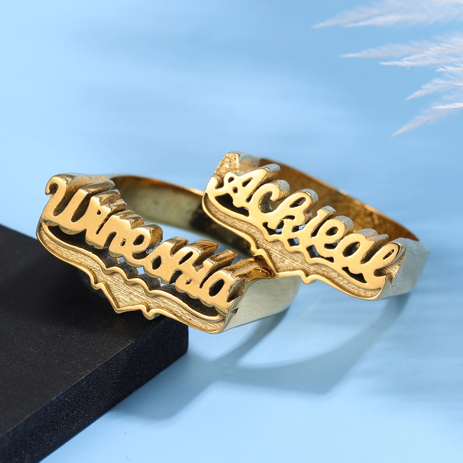Personalized Hip Hop Ring Female Custom Name Ring Gold Fashion Punk Letter Stainless Steel Heart Ring Fashion Christmas 241106