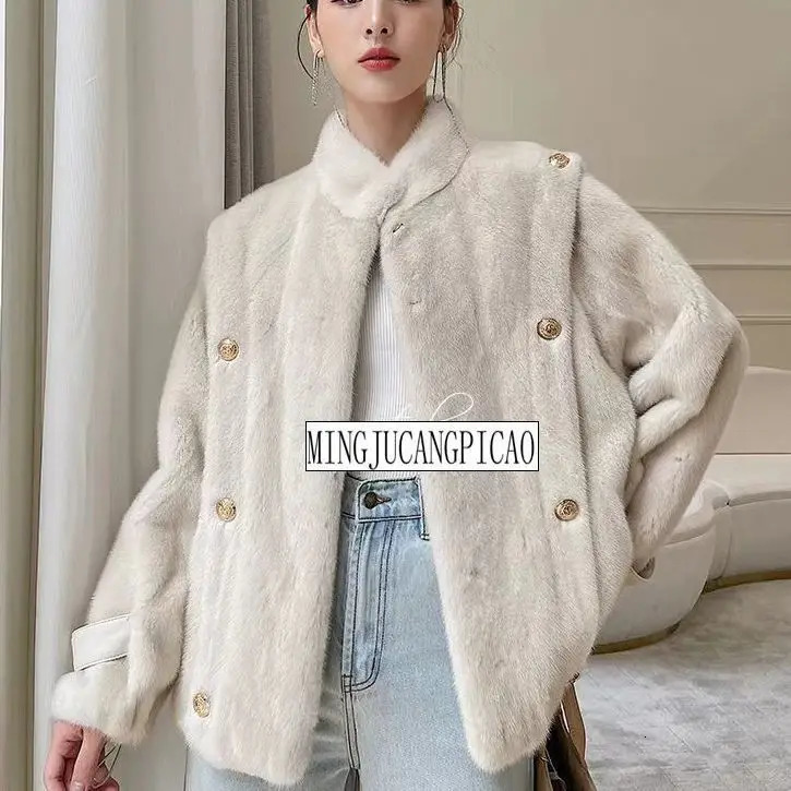 Korean womens coat s mink jacket loose high-end coat warm womens coat 241107