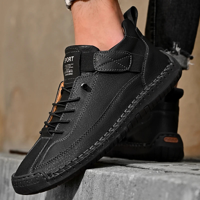Handmade Leather Men Shoes Casual Slip On Loafers Breathable Leather Shoes Men Flats Fashion Moccasins Tooling Shoes Plus Size 241106