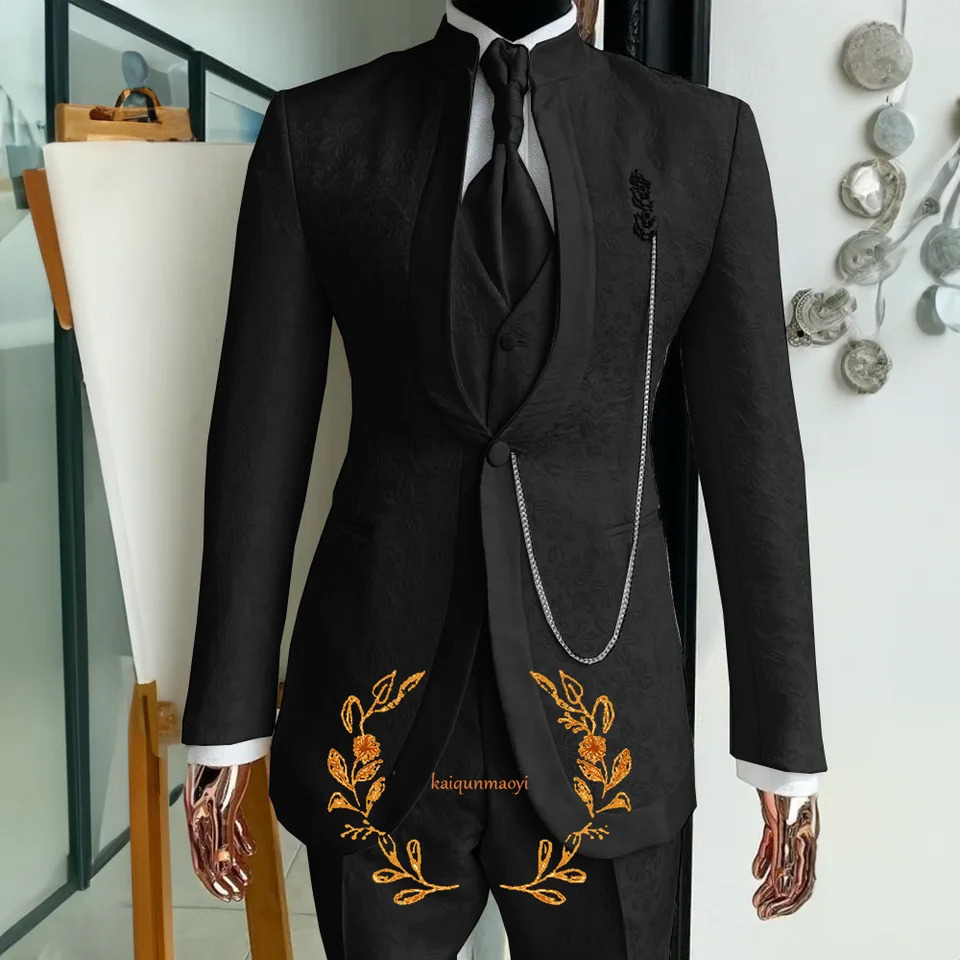 Jacquard elegant mens 3-piece jacket pants vest formal party groom tailcoat wedding mens XS-5XL jacket 241106