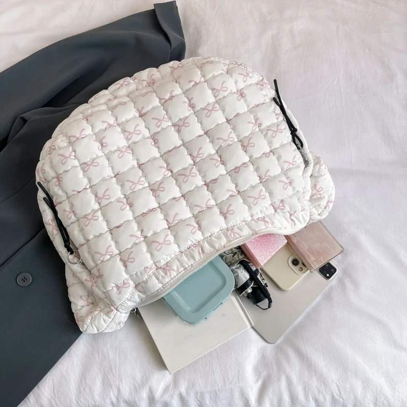 Womens large capacity cross shaped bag bedding shoulder bag fashion puff bag trend cloud bag 241106