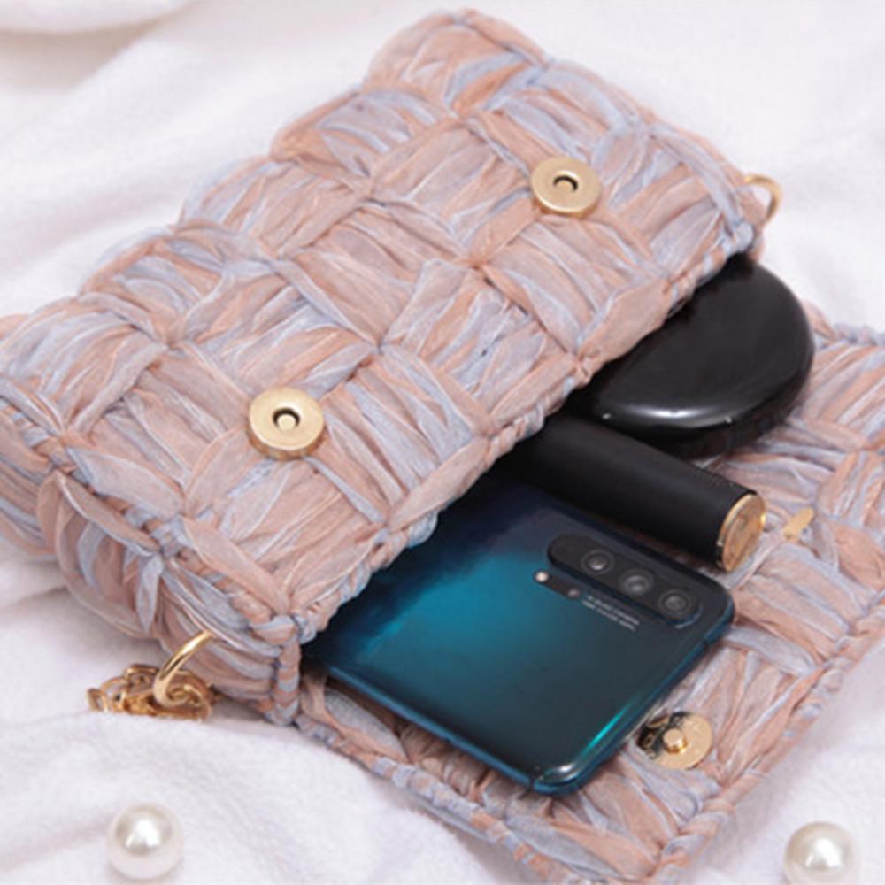 Fashion Women Solid Color Deer Design DIY Ribbon Yarn Mesh Shoulder Bag Pouch Making Kit Cute Soft Handmade Women Crossbody Bags