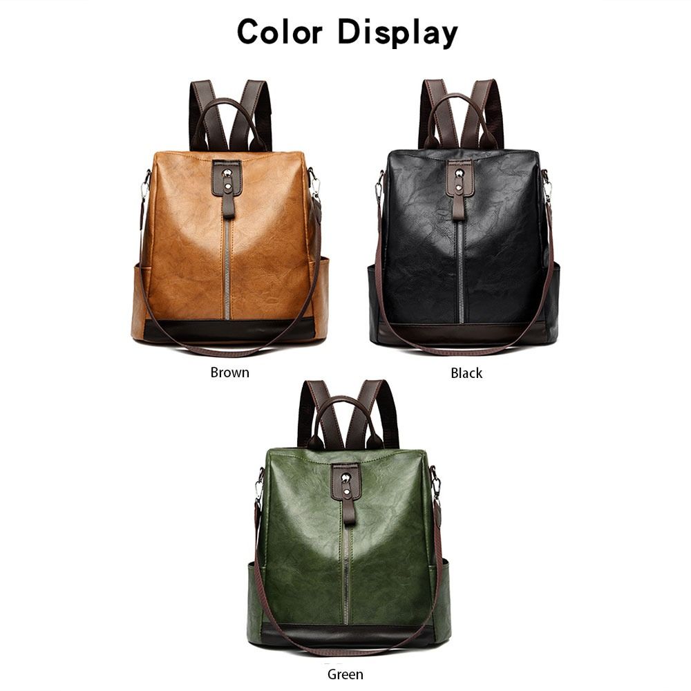 Vintage Shoulder Bags Fashion Large Capacity Pu Leather Student Knapsack Solid Color Scratch Resistant Travel Backpack Student