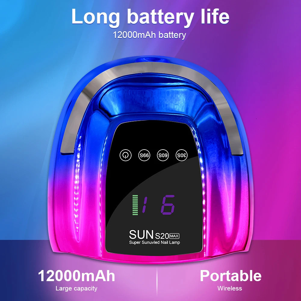 Cordless Rechargeable UV LED Nail Lamp With LED Display Wireless 48LEDS Nail Drying Lamp For Curing All Polish Gel Salon Tools 241106