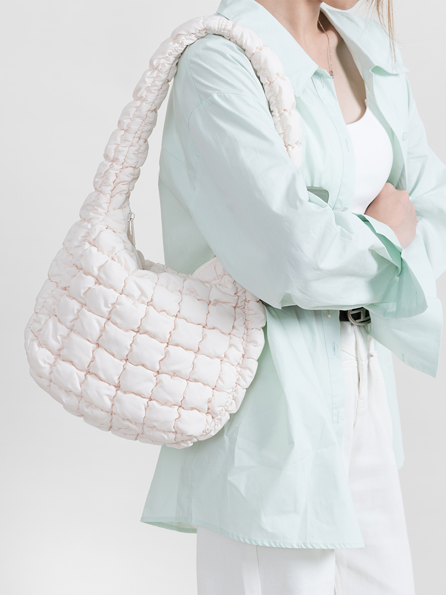 KOKOPEAS Puffer Hobo Purse for Women 2023 Brand Quilted Design Shoulder Tote Bag Soild Simple Down Padding Daily Handbag 