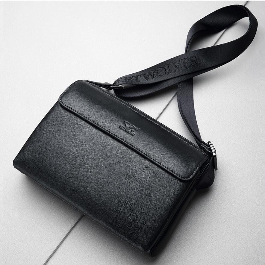 Septwolves Men Genuine Leather Shoulder Bag Crossbody vertical bag soft leather leisure first layer leather male backpack