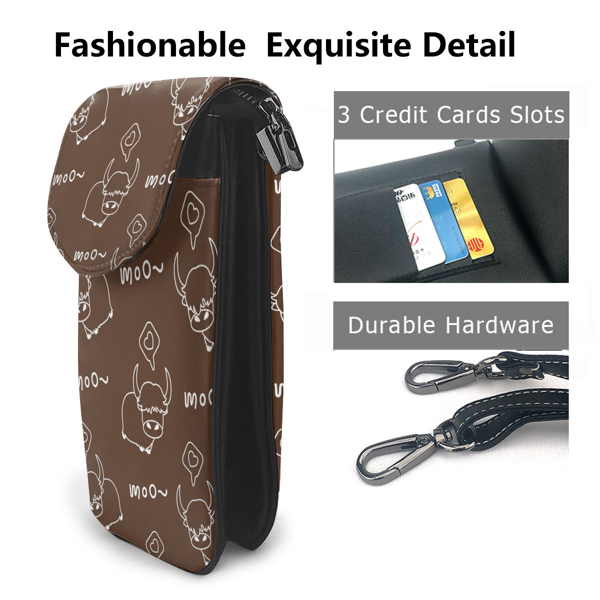 Mini Cartoon Cow Pattern Handbags Female Money Purse Phone Shoulder Bag Hasp Crossbody Bag Women PU Leather Messenger Coin Pouch