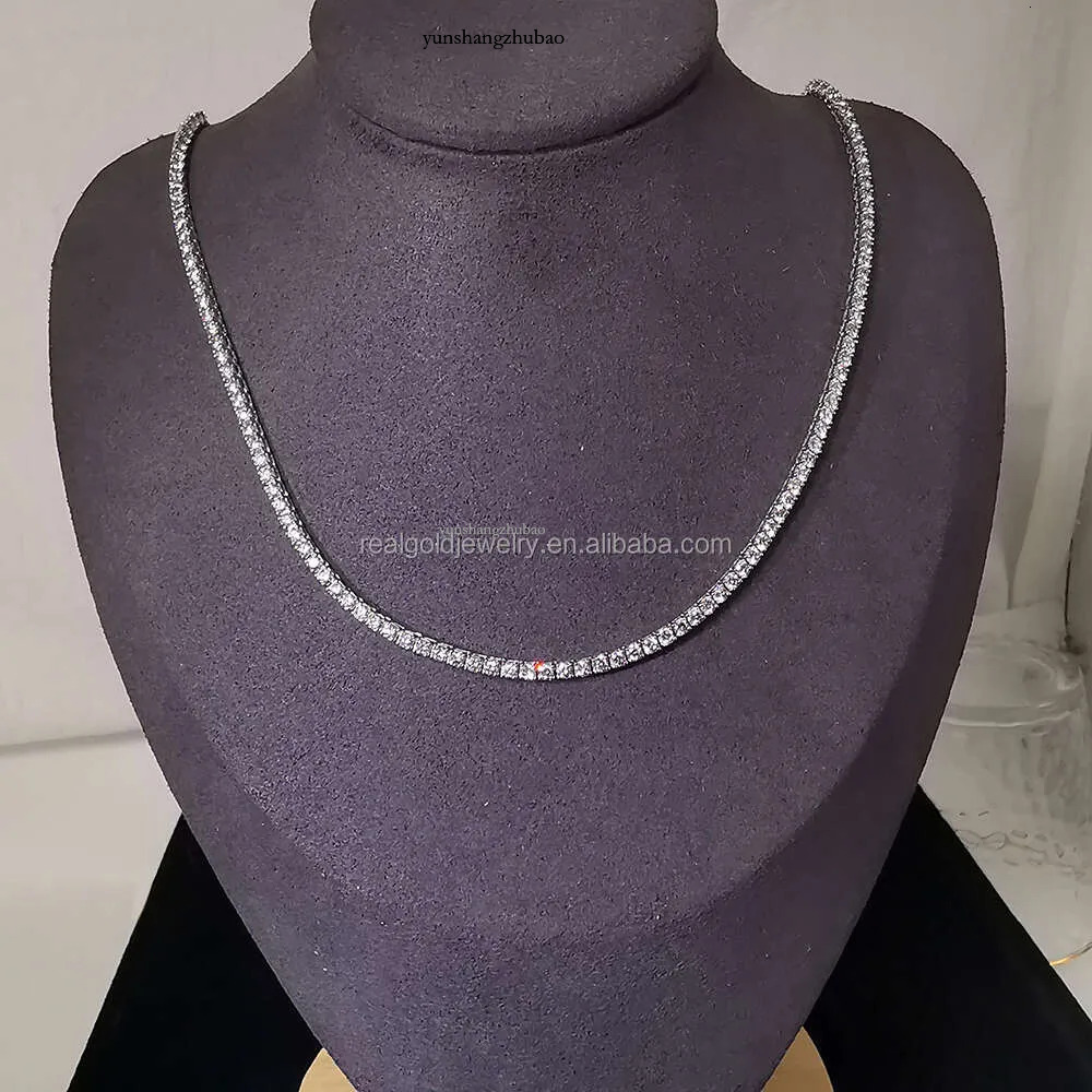 Style Design 14K Au585 Solid Pure White Gold Lab Grown Dia Moissanite Tennis Necklace for Women Wedding