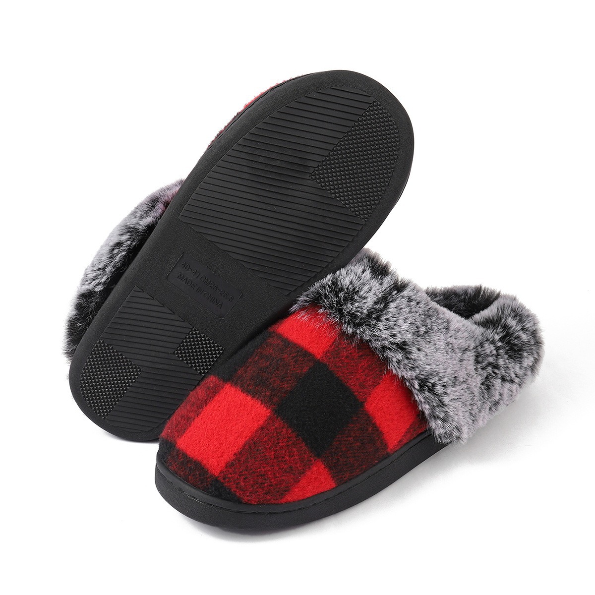 Men's and Women's New Plaid Comfortable Warm Cotton Slippers Free Shipping.