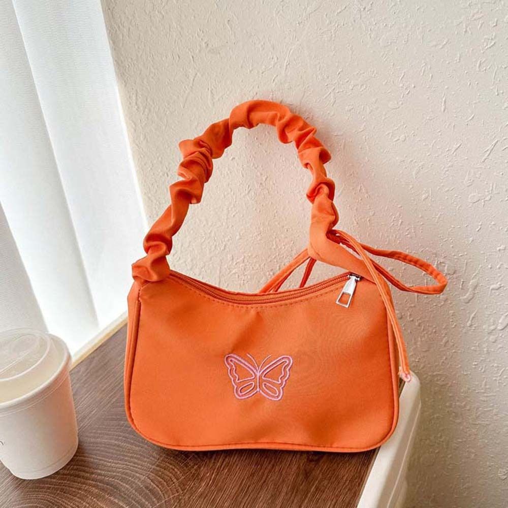 Embroidery Bowknot Butterfly Shoulder Bag Y2k Style Oxford Nylon Bow Tote Bag Large Capacity Korean Style