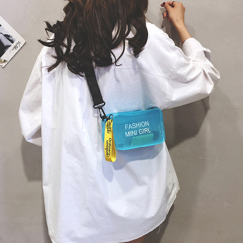 Transparent Women's Crossbody Bag Letter Fashion Mini Shoulder Bag Jelly Bag