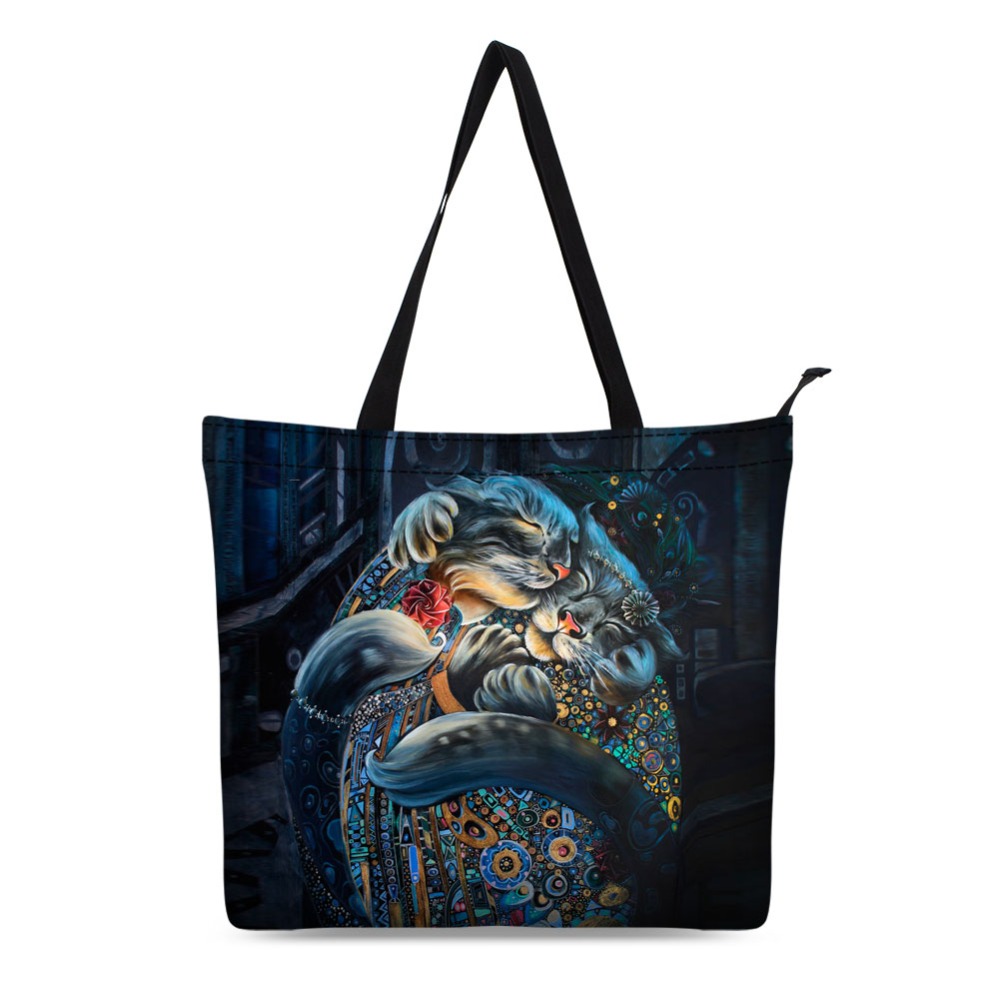 girls cartoon design tote bag canvas shopping bag fancy black style bag for school or daily use large capacity tote