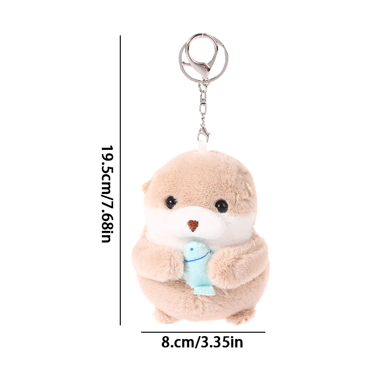 Cute Plush Doll Wishing Fish Holding Otter Keychain Pendant Creative Machine Catching Doll Toy Book Bag Pendant Toy Gifts