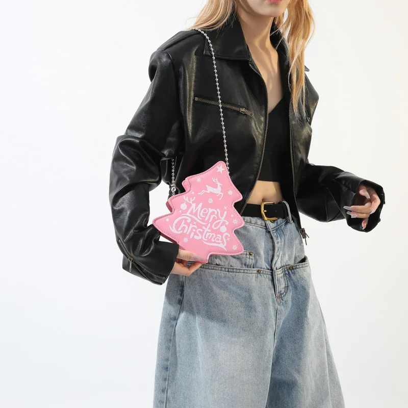 Cartoon Christmas Tree Mini Womens Bag Chain One Shoulder Horizontal Bag er Bag Wallet Handbag 241106