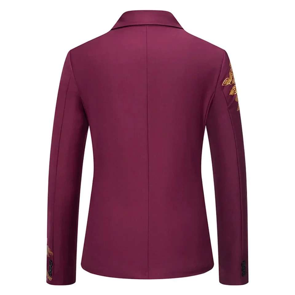 Blazer Mens Fashion Business Gentleman Business Paisley Gold Print English Wedding Leisure Reception Banquet Set 241106