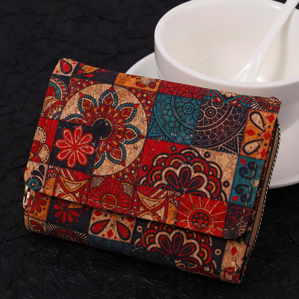 Portable Geometric Multi Card Long Wallet with Advanced Sense and Multifunctional Wallet, Personalized Art Retro Wood Wallet