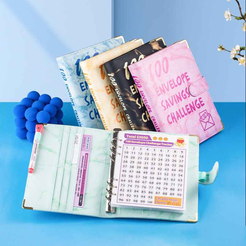100 Envelope Savings Challenge Laser A5 Loose-Leaf Binder With Cash Envelopes Money Organizer Savings Notebook