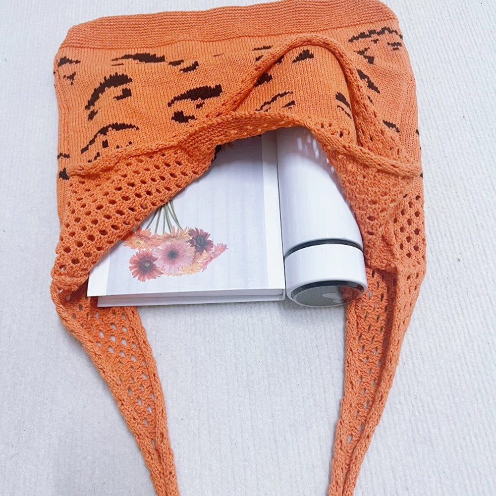 Knitted shoulder bag mesh bag womens underwear bag Halloween and Christmas crochet pumpkin 241106
