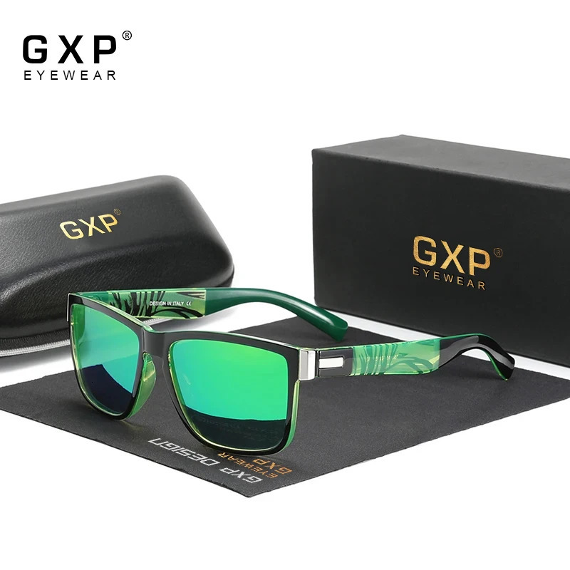 GXP square retro polarized UV400 mens sunglasses with carbon fiber pattern outdoor womens zebra stripe frame glasses 241106