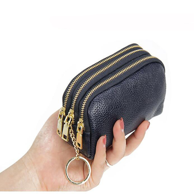 zxx 666 Leather Women Card Coin Key Holder Change Pouch Purse Mini Pocket Zipper Popular Small Money Bag Wallet High-capacity