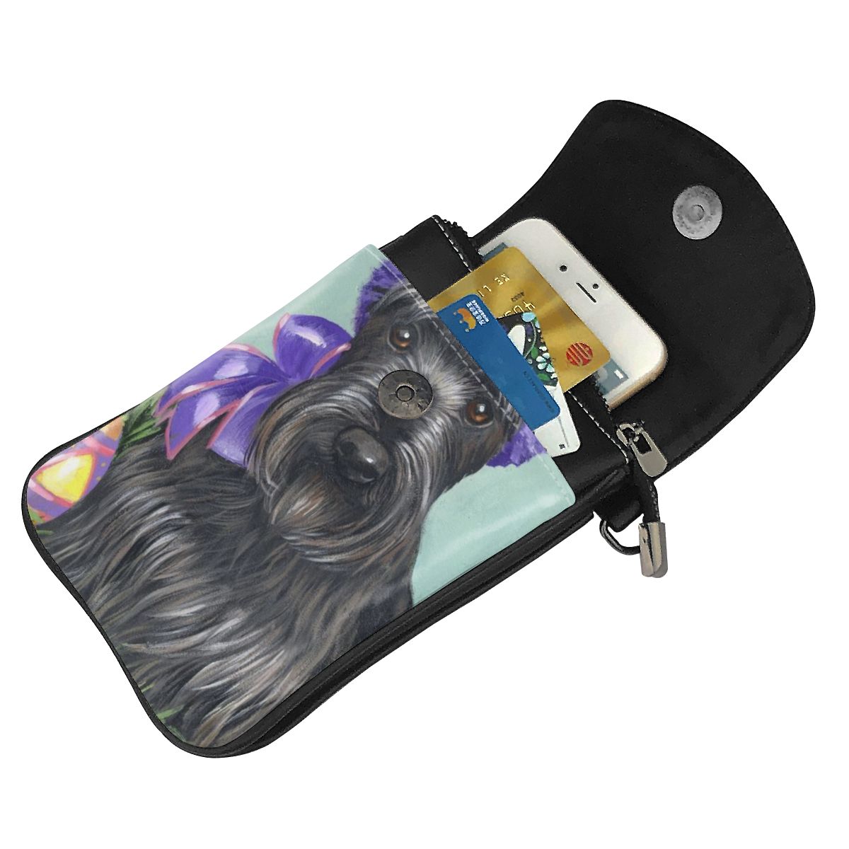 Scottish Terrier Messenger Bag Woman Small Shoulder Bag Westie Multi-Function Mobile Phone Leather Bag Outdoor Pouch Purse
