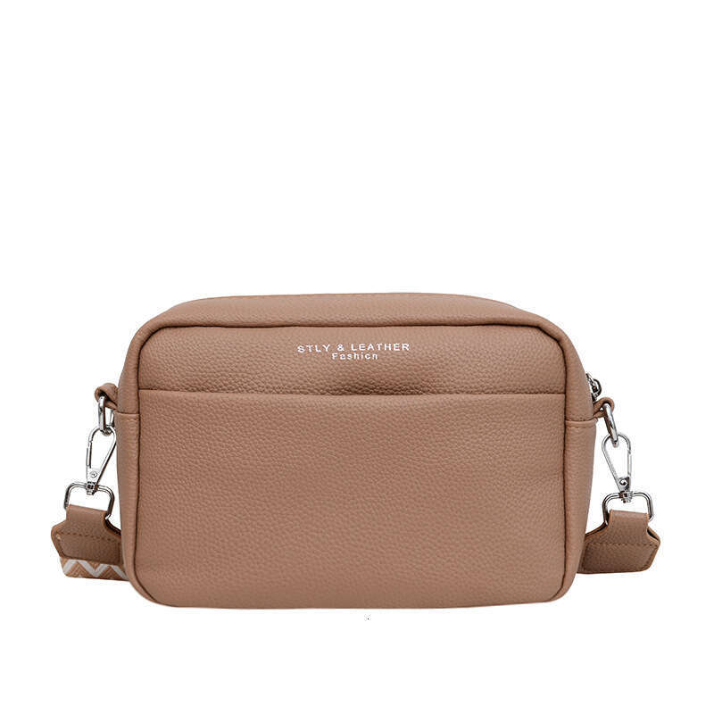 Solid color PU single 2024 new women's wide shoulder strap fashionable crossbody small square bag