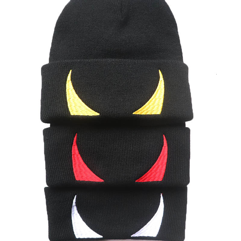 High quality design, men and women Popular Devil Horn Embroidery Hoodie Warm Hip Hop Knitted Hat