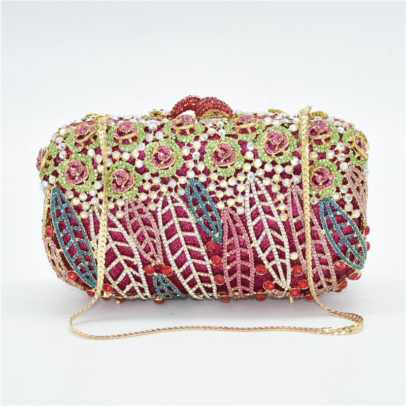 Women Diamonds Clutches Rhinestone Bag Flower Crystals Clutch Luxury Crystal Clutches African Bridal Wedding Party Purses Bags