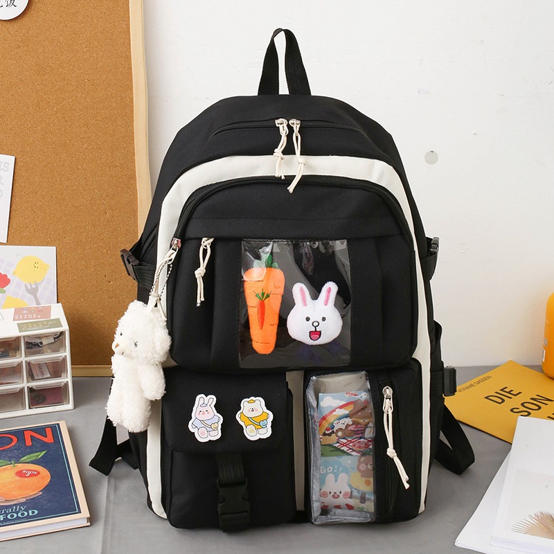 4 Pcs Set Schoolbag for Girls Lightweight Cute Large Capacity Backpack for Children School Bags