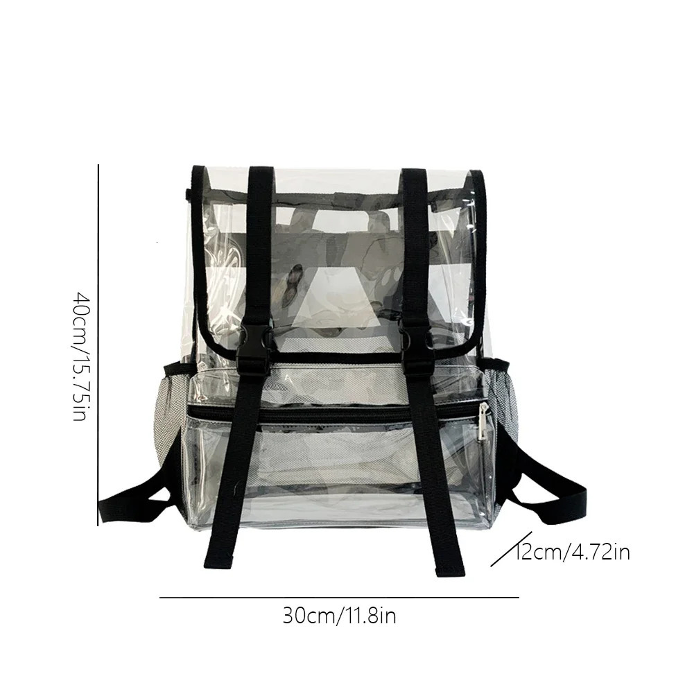 Transparent PVC college student Rucksack fashionable casual backpack is simple and portable transparent suitable for teenagers boys and girls 241106