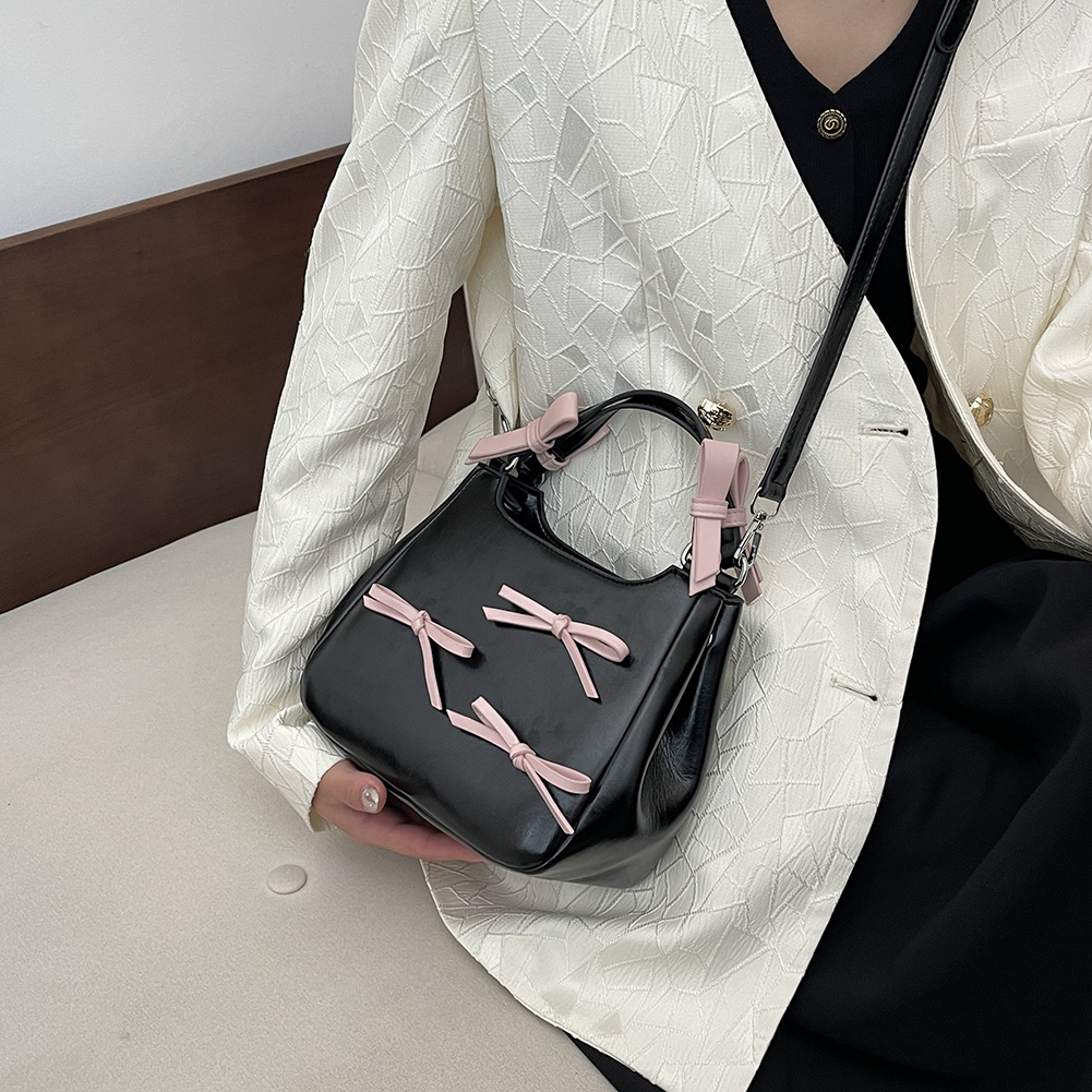 Sweet Bow Shoulder Bags for Women Girl Y2K PU Leather Purse Trendy Tote Bag Luxury Clutch Top Handle Bag Aesthetic Crossbody Bag