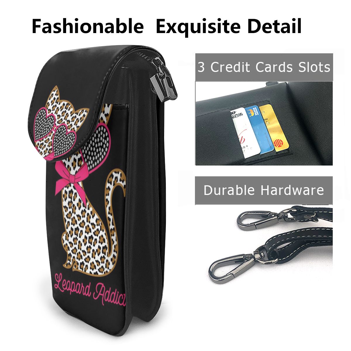 Mini Mobile Phone Bag Leopard Print Element Messenger Bag Small Shoulder Bag Cute Cat Outdoor Pouch Casual Purse Wholesale