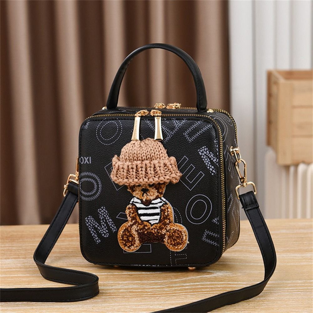 Cute Cartoon Bear Shoulder Bags Simple PU Leather Crossbody Messenger Bag Women Female