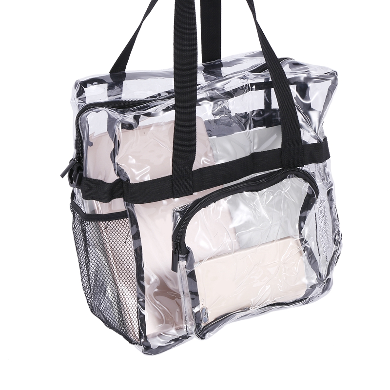 Transparent Tote Bag Stadium Security Travel and Gym Clear Bag, See Through Tote Bag for Work, Sports Games and Concerts