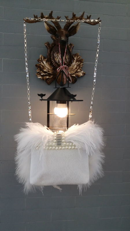 New fashion rhinestone evening bag ostrich feather bag diagonal shoulder chain