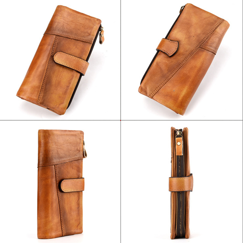 Leather Wallets for Women Fashionable Real Cow Leather Long Wallet Purse Designer Male Female Clutch Purse Luxury Soft Wallets