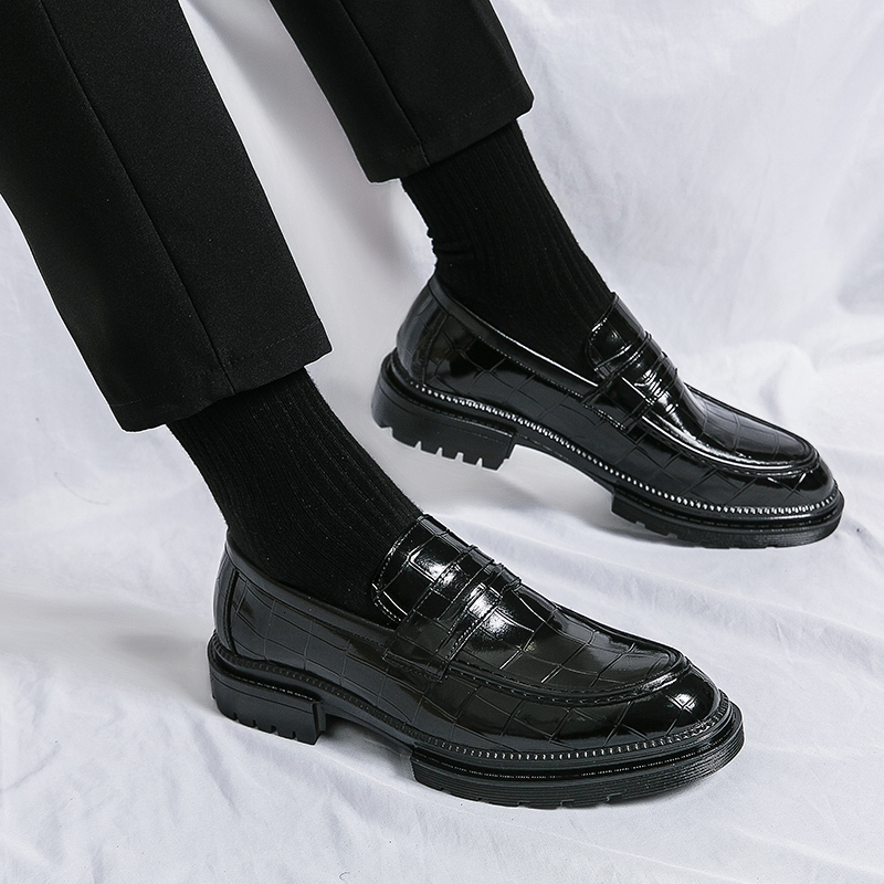 Ripe-Young Men's Retro Leather Thick Bottom Loafers Men Fashion Black Formal Business Slip-On Casual Shoes