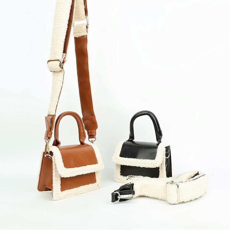 Autumn Niche Design Versatile PU Plush Crossbody Bag.