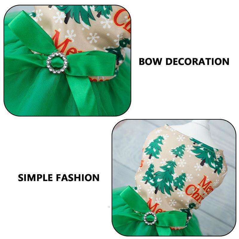Merry Shirt Fashion Dogs Christmas Tree Skirt And Vest Girl Dog Holiday Dress Lightweight Puppy Clothes Pet