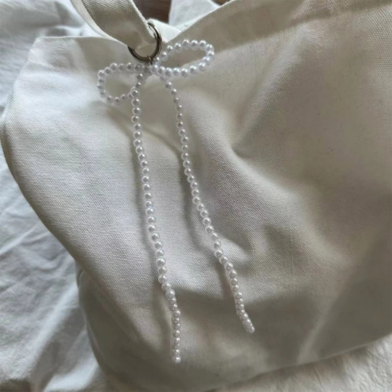 Pearl Bow Knot Keychain Pendant Handmade Phone Charm Keyring Fashion Longbow Decoration Backpack Phone and Bag 241107